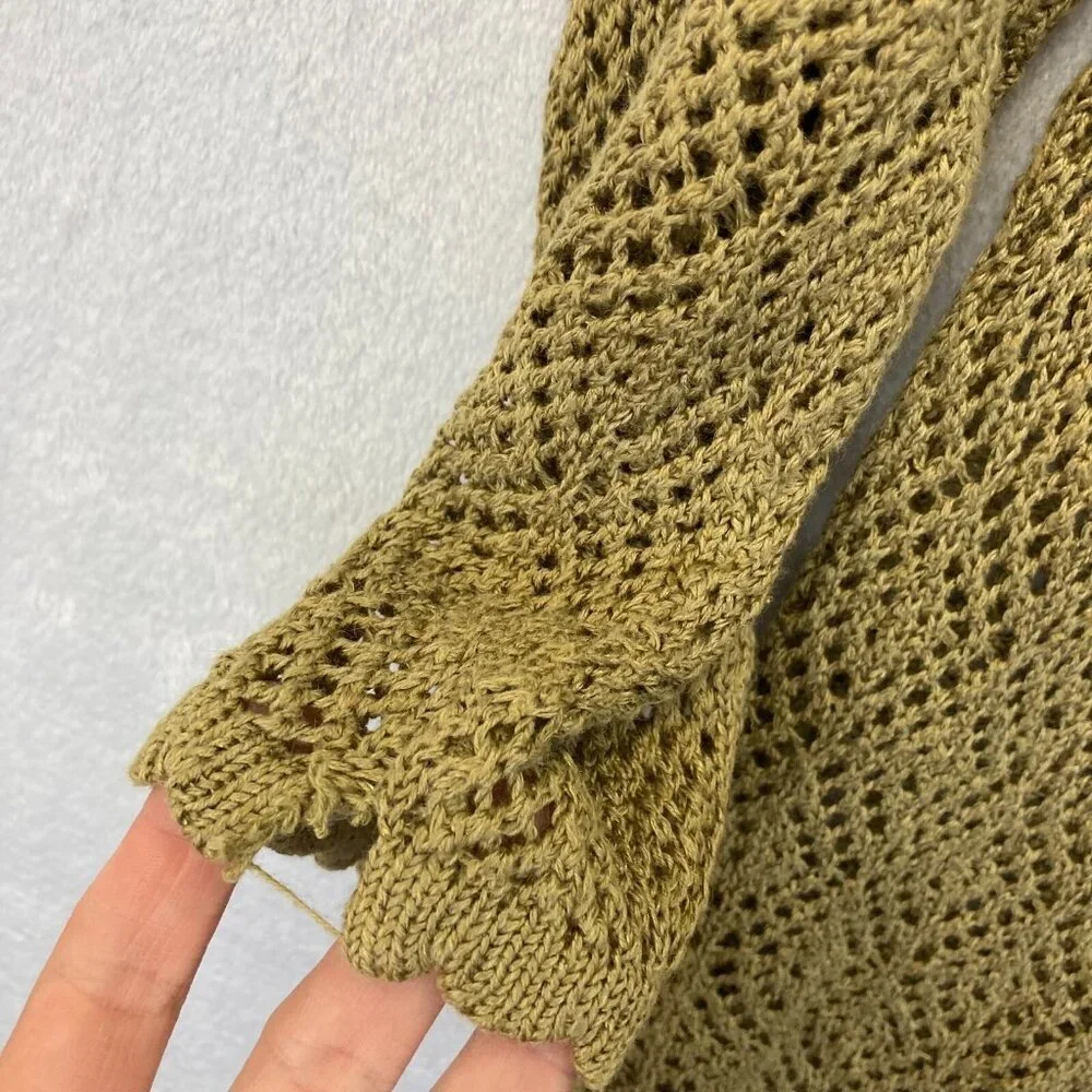 Vintage‎ Liz Sport Oversized Linen Blend Open Knit Sweater Petite Small Crochet